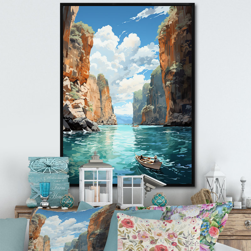 Falaises de Krabi, Lanese, Thaïlande, sur toile, Cadre flottant noir, H 32 po x l 24 po x P 1 po