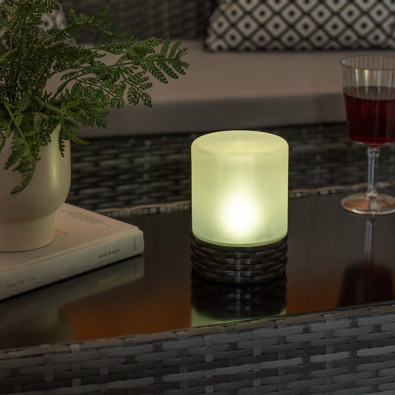 Rattan Solar Powered Outdoor Garden Table Lamp Wi 14.5cm Solar Powered Integrated LED Outdoor Table Lamp
