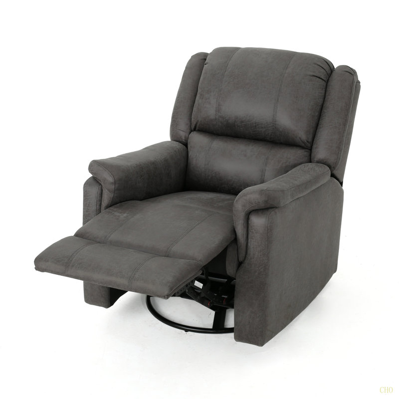 GLIDER RECLINER WITH SWIVEL Perfect Comfort & Sleek Design For Any Living Room, Microfiber / Microsuede, Slate