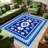 Blue Southwestern carpet-easy to clean, machine-washable, soft and comfortable; suitable for door mats, kitchens, living rooms, bedrooms, corridors, and laundry areas. Easy to clean, durable carpet for home decoration.-450694364
