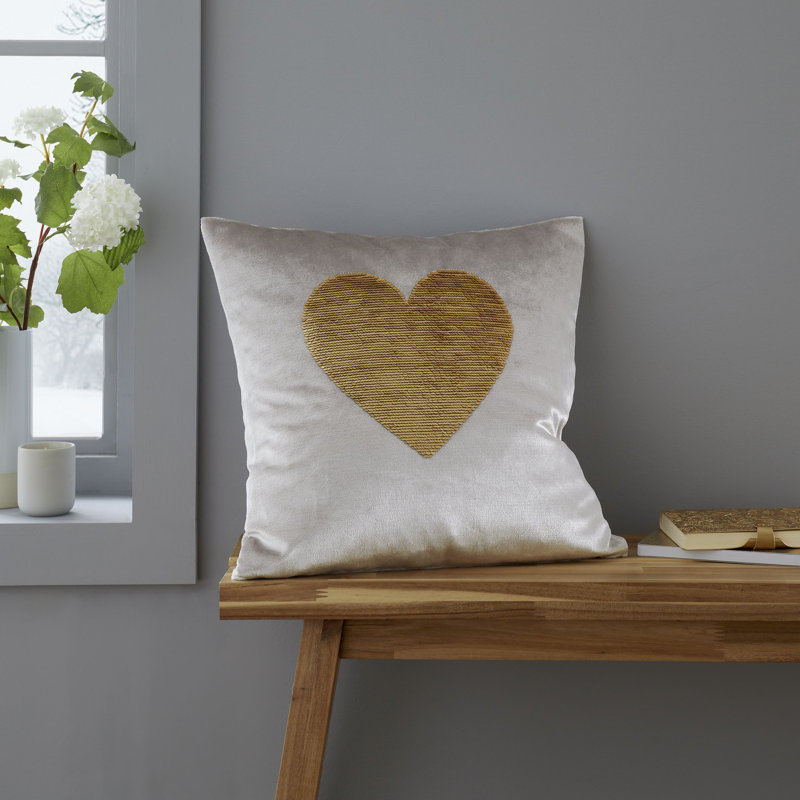 Sequin Heart 43x43cm Cushion with inner