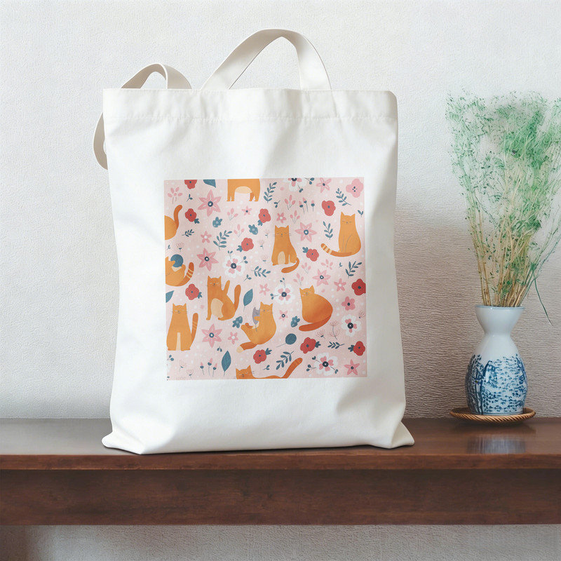 Ensemble-cadeau de Noël 2 pièces pour chat floral: couverture en flanelle 40 x 50 po + fourre-tout en toile 15,75 x 13,78 po - Paquet de décoration pour les fêtes