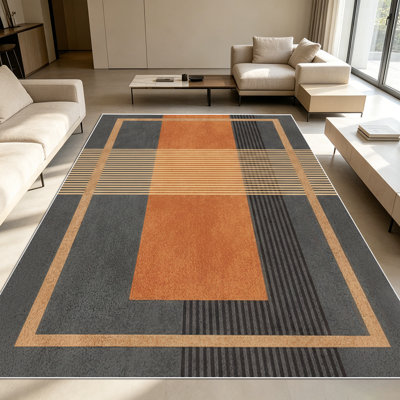 1PC Modern Geometric Striped Block area rugs for Living Room, Soft and Comfortable, Suitable for all seasons, easy-to-maintain, machine washable Indoor floor mat, Under Table Farmhouse suitable for dining room, bedroom, home office, entryway, balcony
