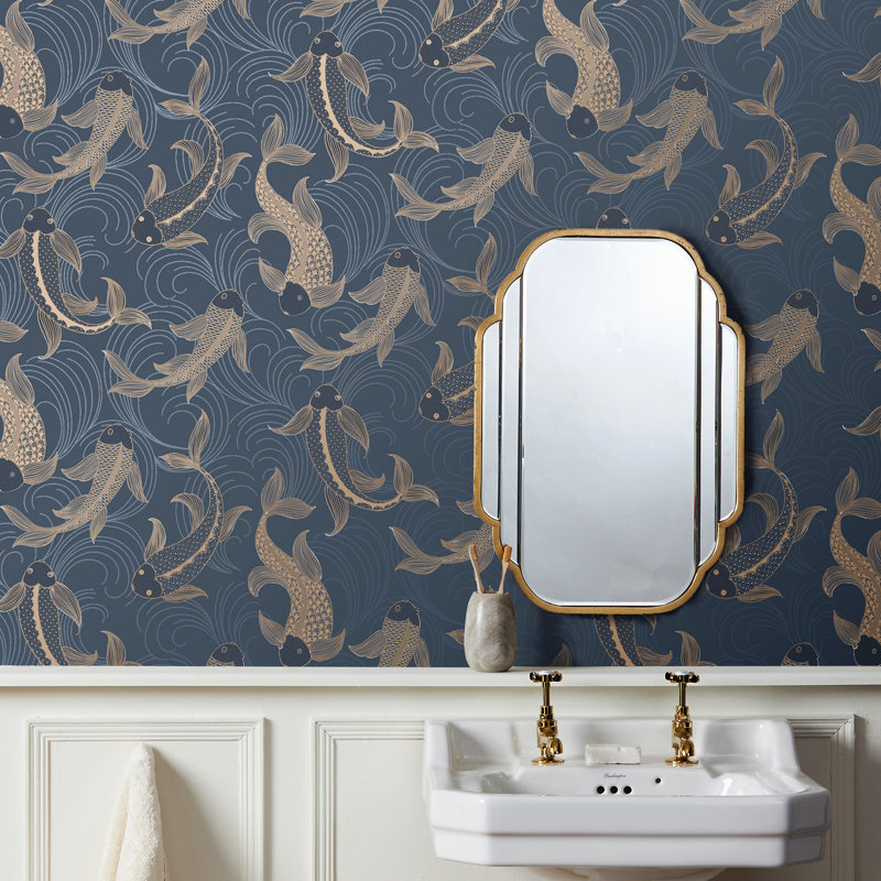 Dashiell Decorative Fish Wallpaper, Navy