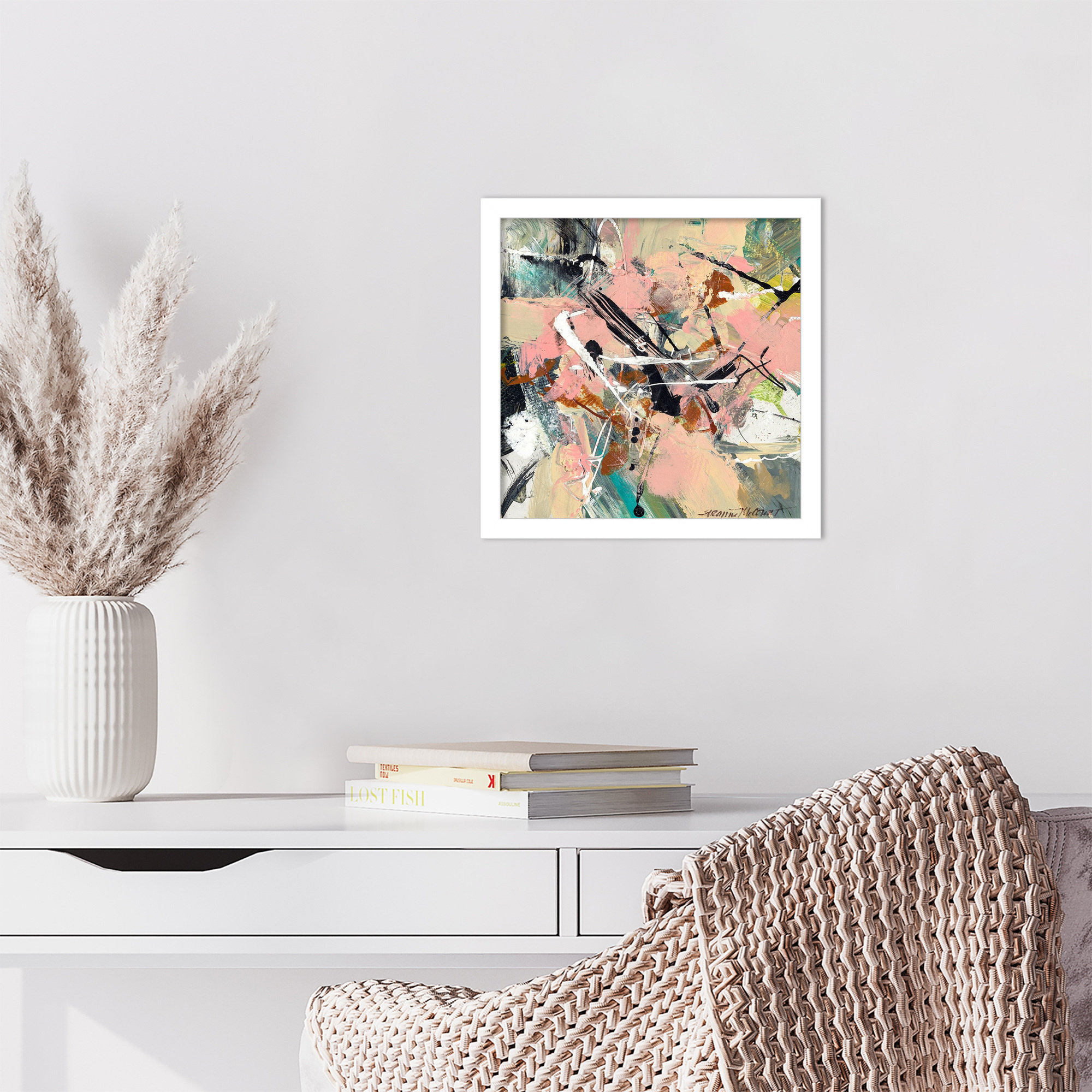 Graceful by Sutter Wood Framed Wall Art Print, 13" H x 13" W, White