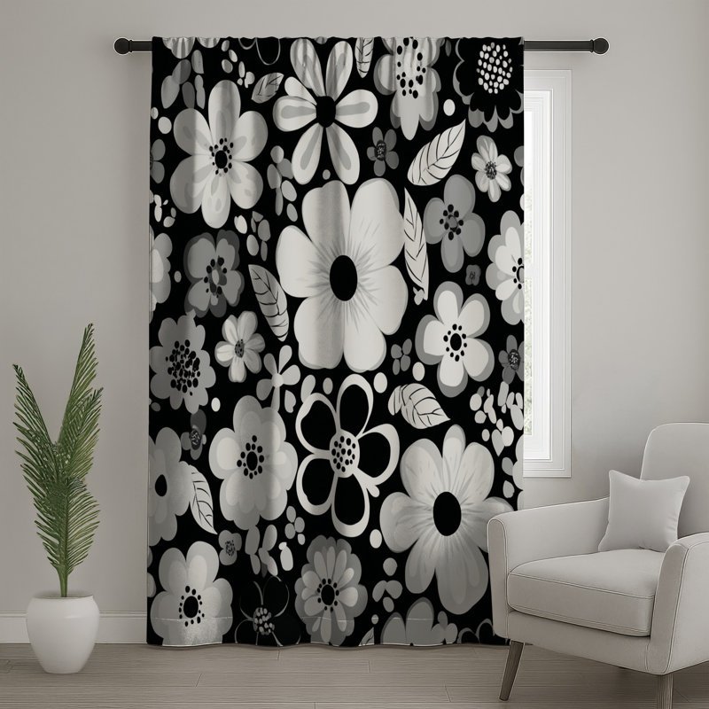 Rideaux à motif floral et voilages à motif floral - 1 panneau, 50 po x 92 po - 1 panneau, Transparent
