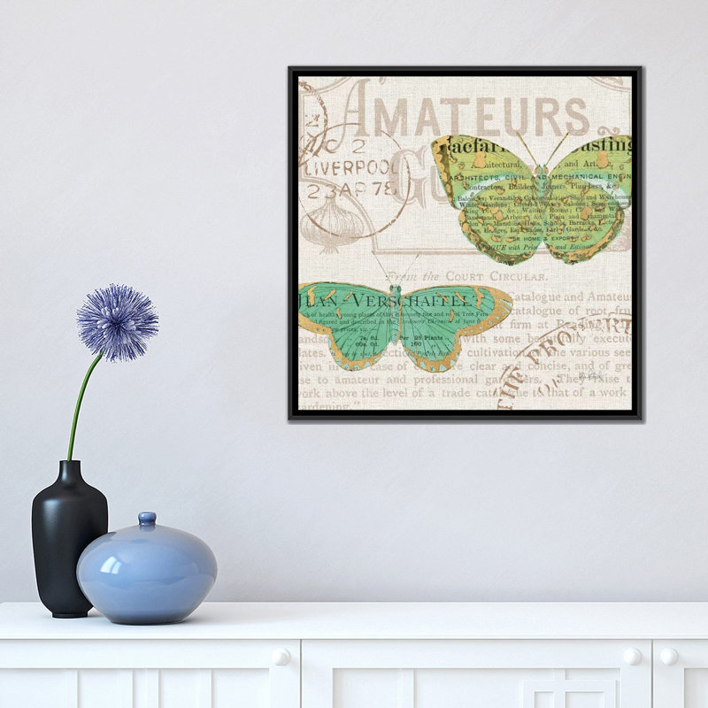 «Bookshelf Botanical IX», impression sur toile, H 18 po x l 18 po x P 1,5 po, Toile avec cadre noir, Pas de tapis