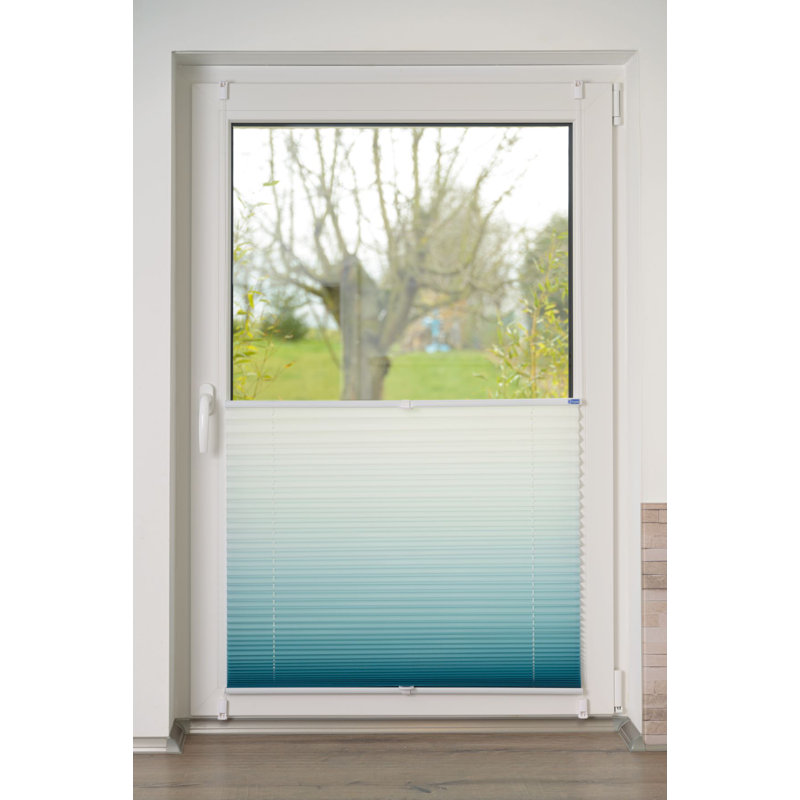 K-home Klemmfix-Plissee Farbverlauf Transparent, Petrol, 210cm L x 80cm W