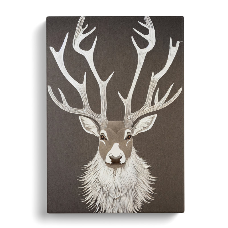 Summersville Stag Sgraffito - Wrapped Canvas Print, 50cm H x 35cm W