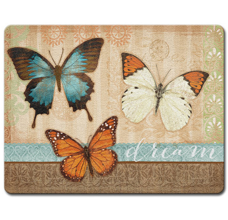 Highland Home Butterflies Glass Cutting Board