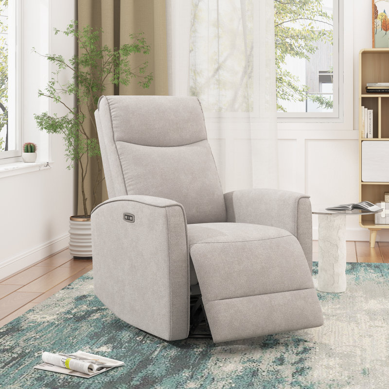 Fauteuil inclinable électrique inclinable et pivotant de 29,1 po de large Naela (ensemble de 2), Mélange de polyester beige