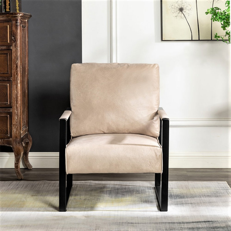 Ramaz Faux Leather Armchair, Light Camel Microfiber