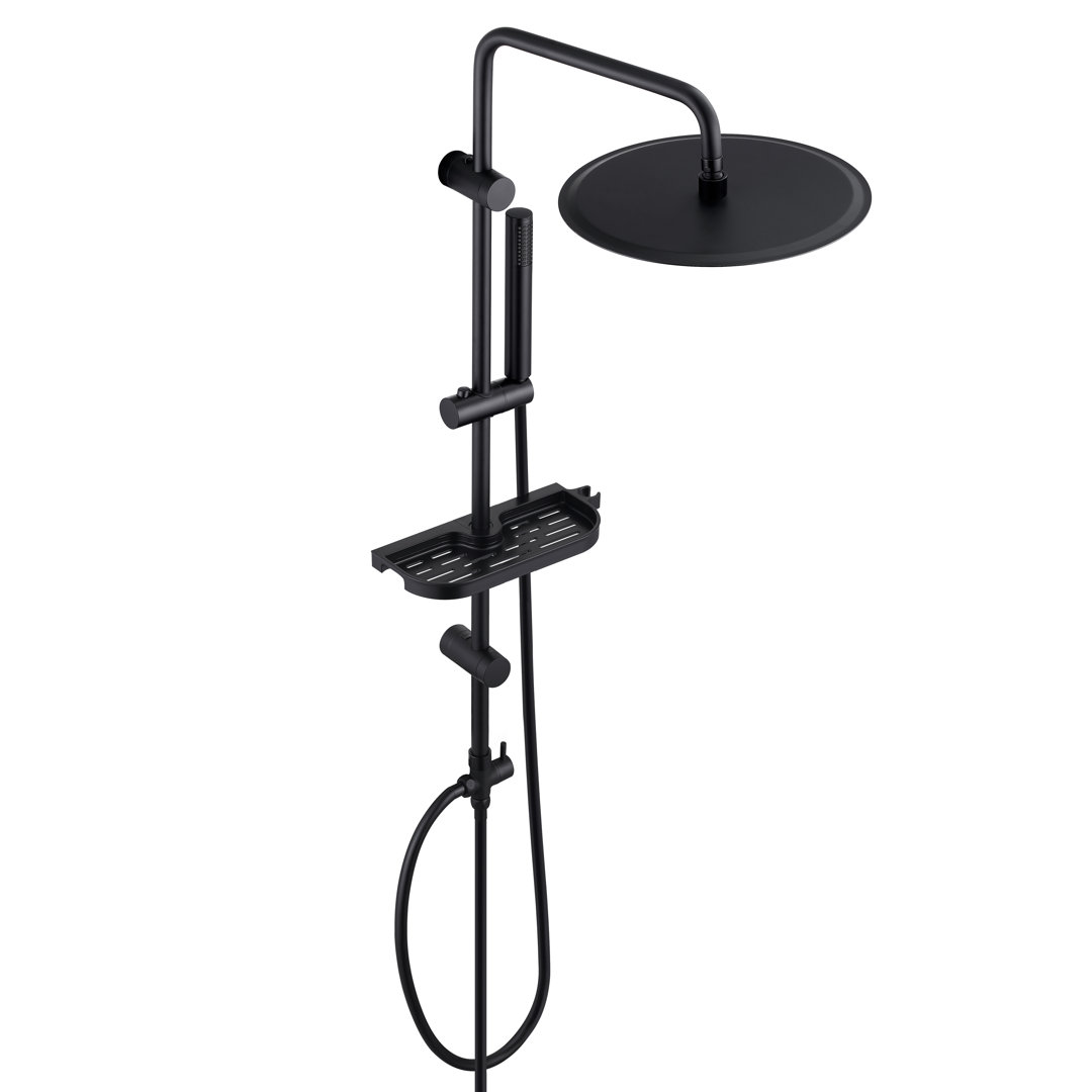 Belfry Bathroom Regendusche Duschsystem Mit Ablage Schwarz D30Cm