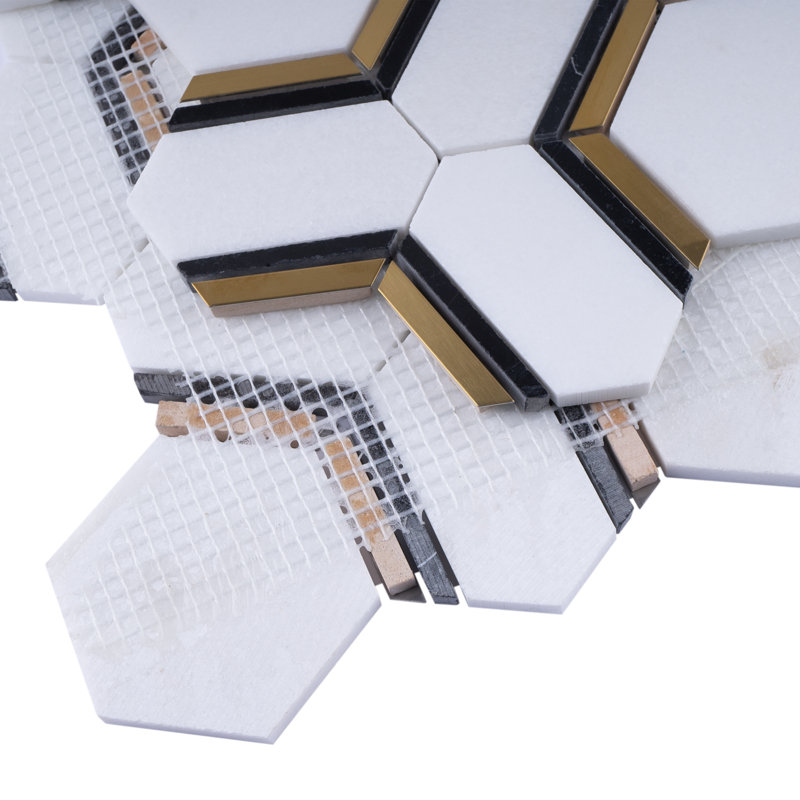 Natural Dorato 3 in. x 3 in. Honeycomb Polished Marble Tile