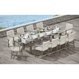 6 Seats 7 Pcs Grade-A Weathered Teak Wood Dining Set: 98" Sema Rectangle Table And 6 Alsoi Armless Chairs #11AI3300