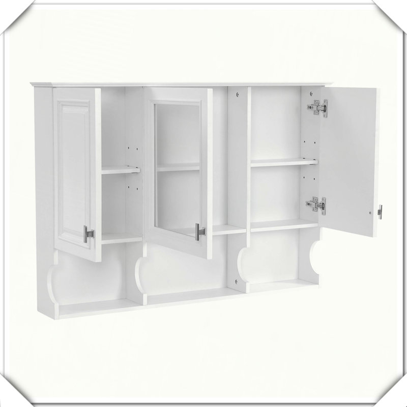 Armoire à pharmacie murale avec portes de rangement à tablettes réglables, Blanc
