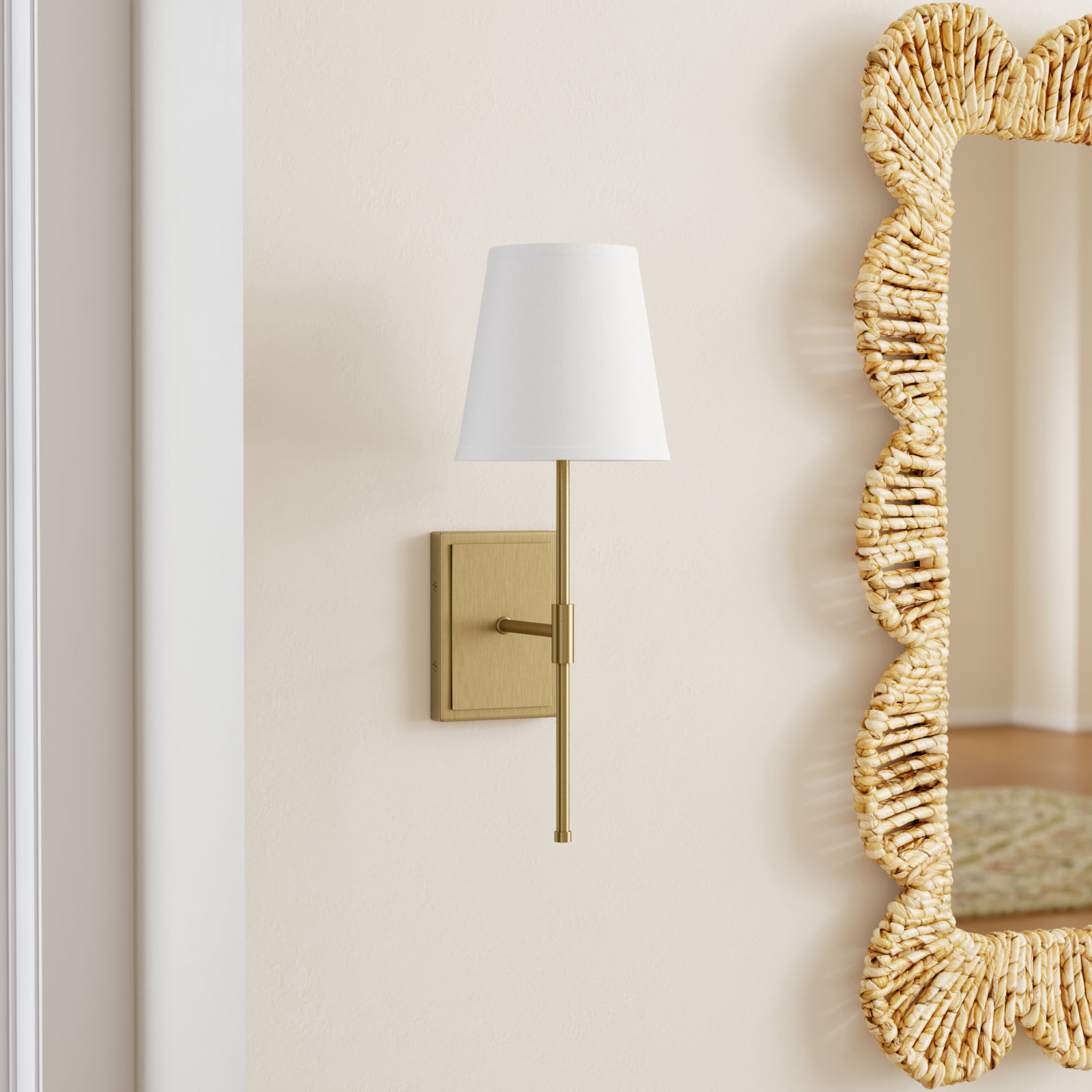 Janis Single Light Steel Dimmable Wallchiere, Lacquered Brass