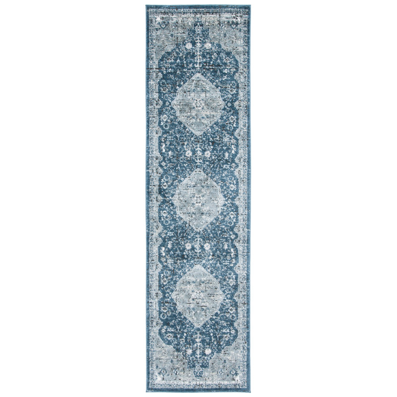 Tapis 858 bleu marine / ivoire, Tapis de couloir 2 pi 3 po x 7 pi