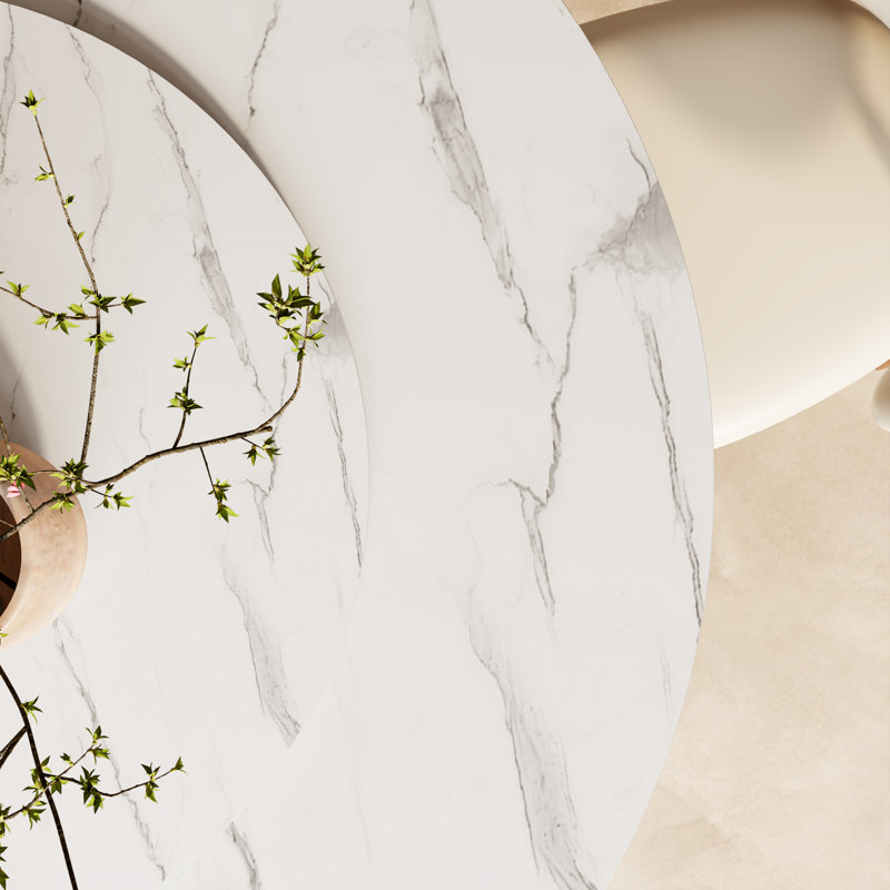 Conlon rond avec plateau tournant, 29.53"H x 47.24"L x 47.24"W, Blanc