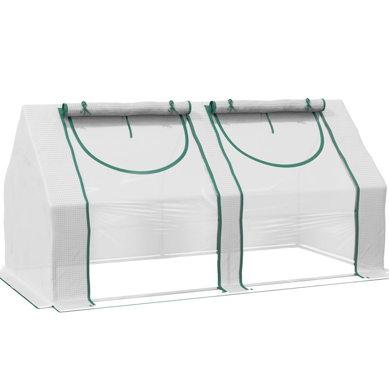 Serre transparente 6 pi x 3 pi, acier, 2 housses en PE / plastique, fenêtres pour utilisation polyvalente dans une serre portative de jardin 3 pi, transparent, housses et polyvalentes
