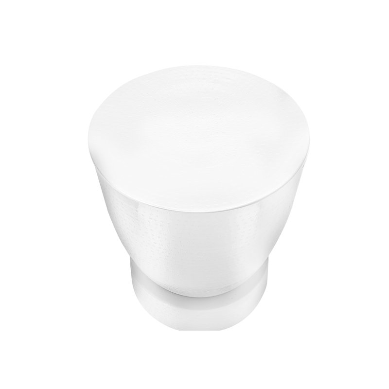 Table de bout tambour moderne en métal blanc avec une idée d'économie d'espace