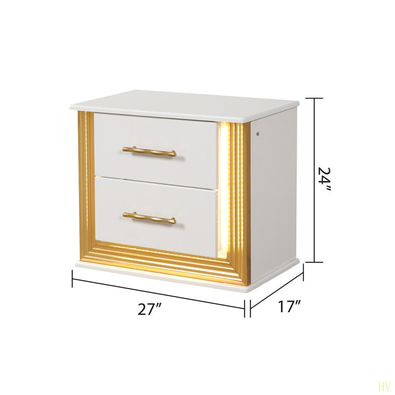 Table de chevet à 2 tiroirs de style contemporain en bois