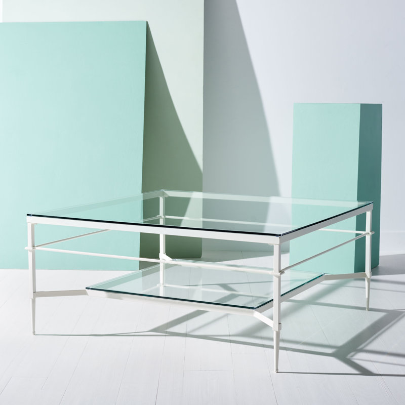 Genevieve Glass Top Single Coffee Table, White