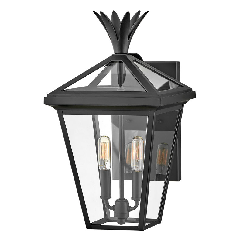 Black and Clear Aluminum Outdoor Wall Lantern