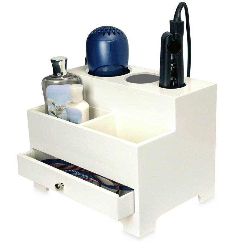 Marne Wood 5 Compartment Hair Tool Holder, White