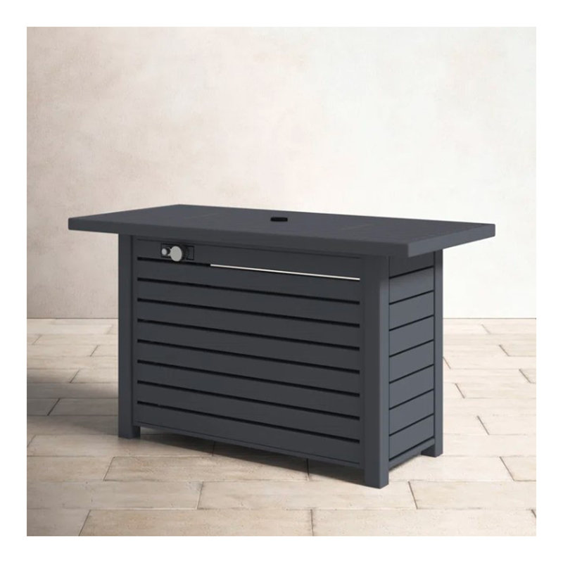 Steel Propane/Natural Gas Outdoor Fire Pit Table with Lid, Gray, 25" H x 42" W x 20" D