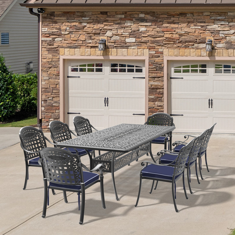 Tameia 8 - Person Patio Dining Set with , Cushions Included, 16.54'' D x 25.98'' W x 35.83'' H, 8