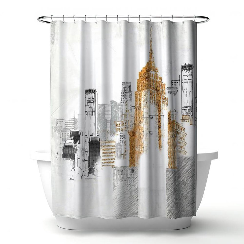 Shower Curtain CI99 – Polyester Shower Curtain, Dye Sublimation Print, 71" W × 74" L