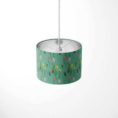 21cm H Cotton Drum Pendant Shade ( Spider ) in Green