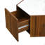 Table basse hexagonale, avec 2 tiroirs cachés, plateau en marbre blanc texturé