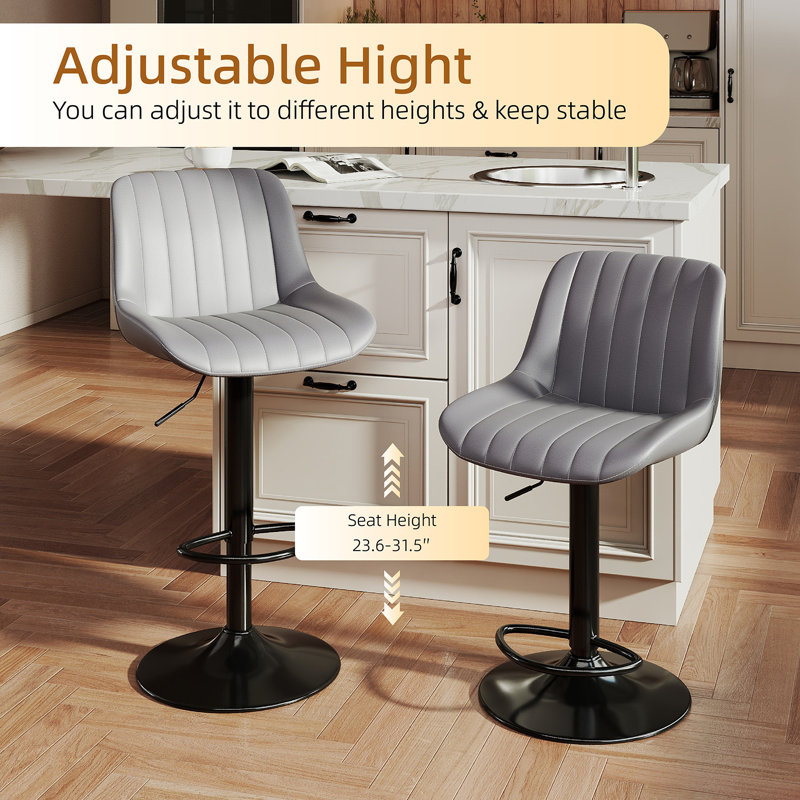 Tabouret de bar pivotant à hauteur réglable Moniq, Gris foncé, 4