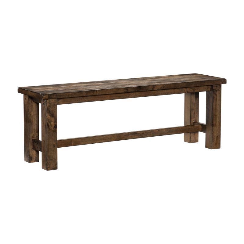 Banc de salle à manger de style rustique, design transitionnel classique, bois massif, finition brune brunie pour la pièce, transitionnel, l 52 po