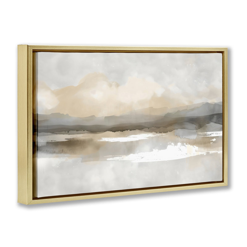 Cadre flottant Subtle Watercolor Mountains, conception par Creative Studio, H 17 po x l 25 po, Cadre flottant métallique doré
