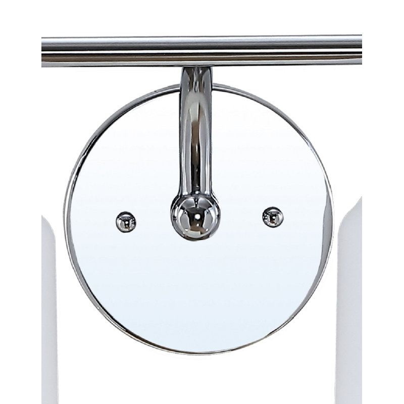 Lauder Iron/Frosted Glass Farmhouse Cottage LED Vanity Light, 4 Lights, Chrome