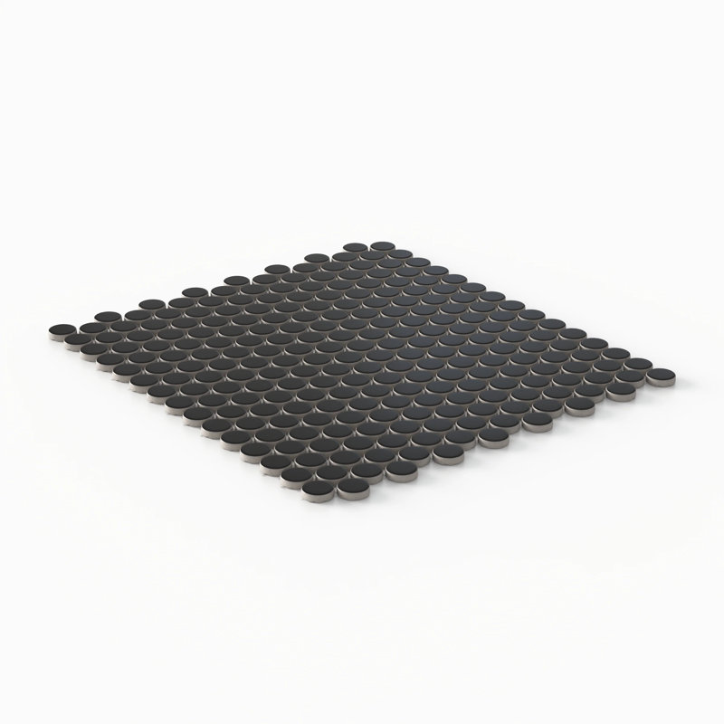 Black Matte Penny Round Mosaic Tile – 12x12 Wall & Floor, Matte Black