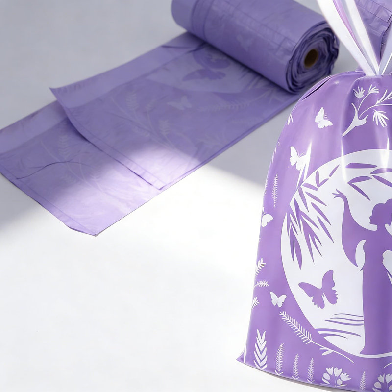 Petits sacs à ordures à cordon solide, sacs à ordures de 4 gallons et 1,1 mil d'épaisseur avec parfum de lavande pour salle de bain, cuisine, bureau et chambre à coucher, 80 unités