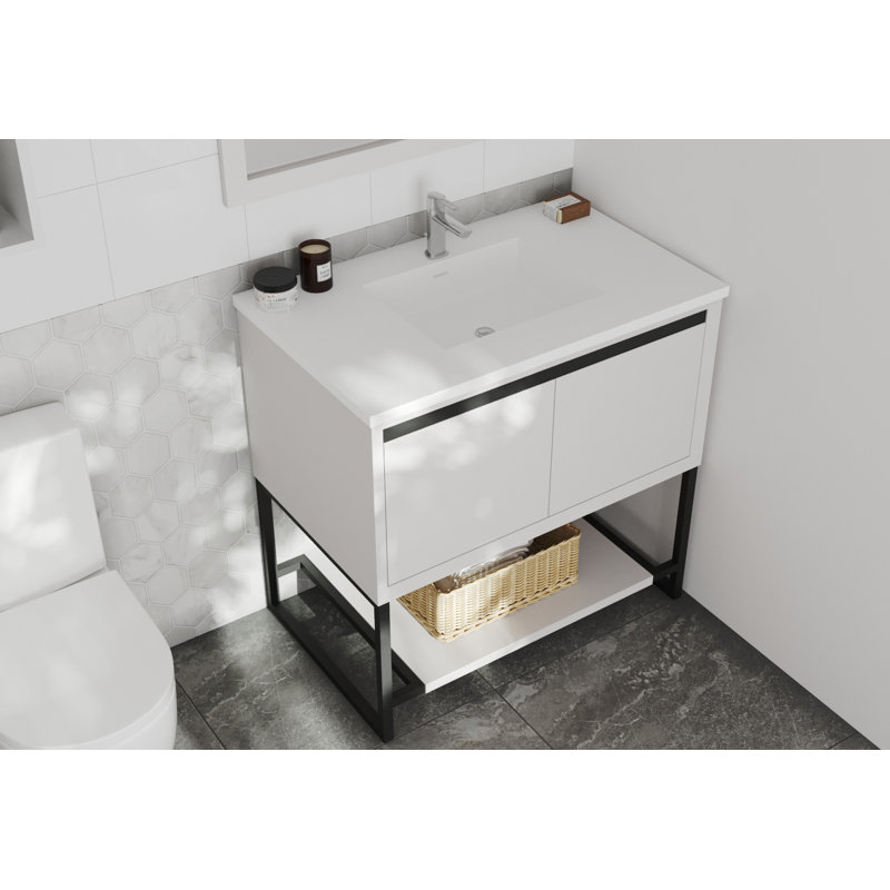 Ensemble de meuble-lavabo simple 36 po Riey, Blanc, Blanc mat