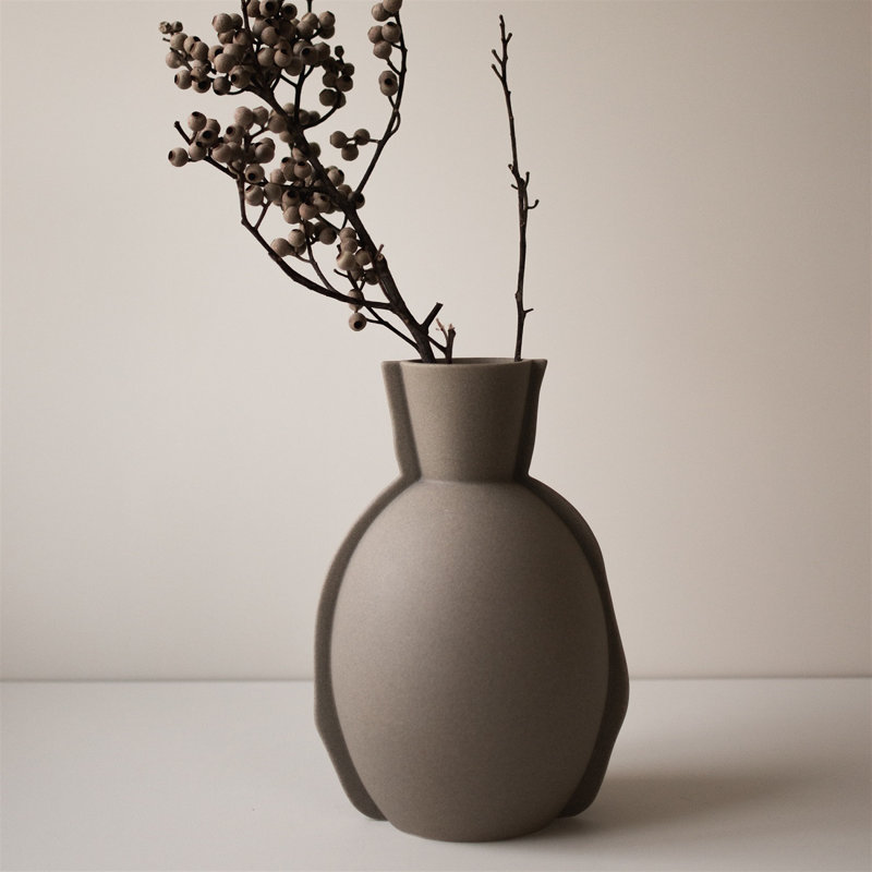 Earthenware Table Vase, Taupe