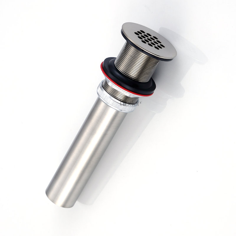 Grid Bathroom Sink Drain with No Overflow, Brushed Nickel