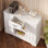 Buffet de style champêtre de 116 cm de large avec tiroir et étagères réglables, meuble de rangement pour cuisine