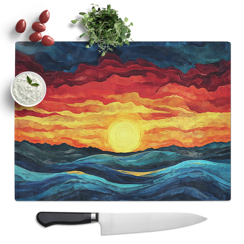 Sunset Composition  Glass Chopping Board