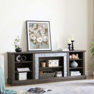 Meuble télé avec tablette de rangement, console média pour le salon