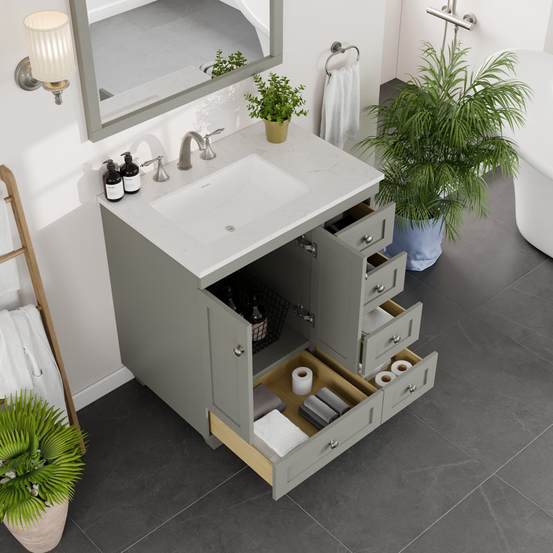 Ensemble de meuble-lavabo simple 30 po Yena, Gris