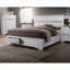 Lit double à panneau de style contemporain, bois d'hévéa massif blanc doux, tiroirs de pied de lit, mobilier élégant pour chambre à coucher résidentielle