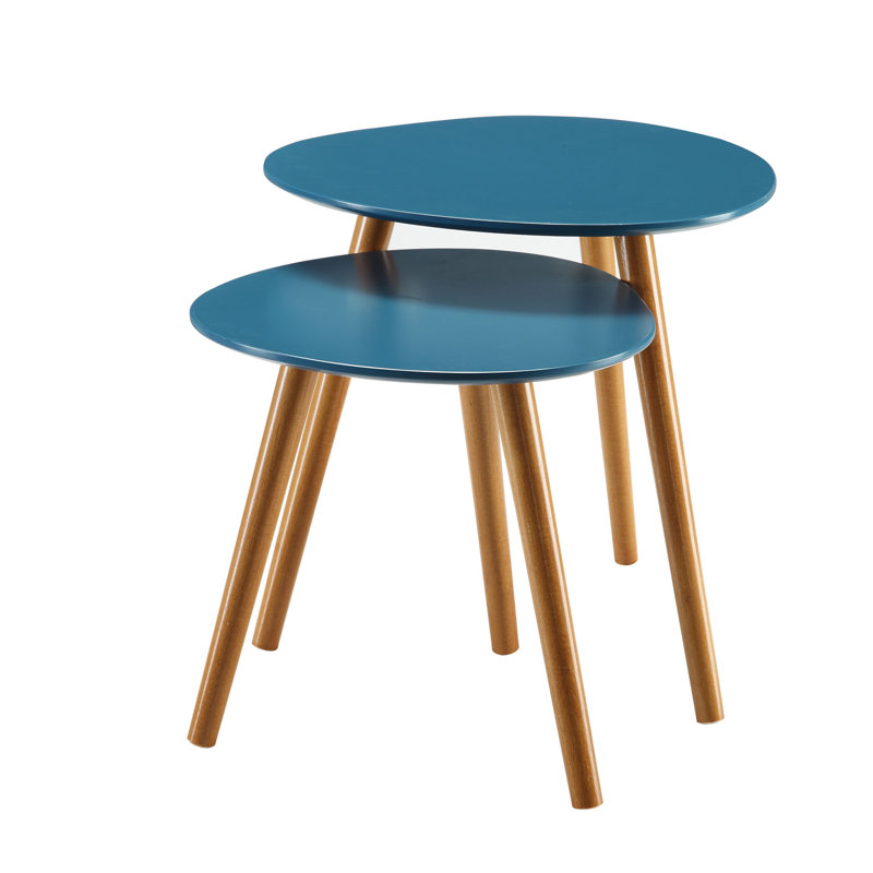Amethist Nesting End Table, Blue/Natural
