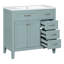 36 Inch Green Bathroom Vanity with Sink, Solid Frame and MDF Board, Modern Freestanding Design